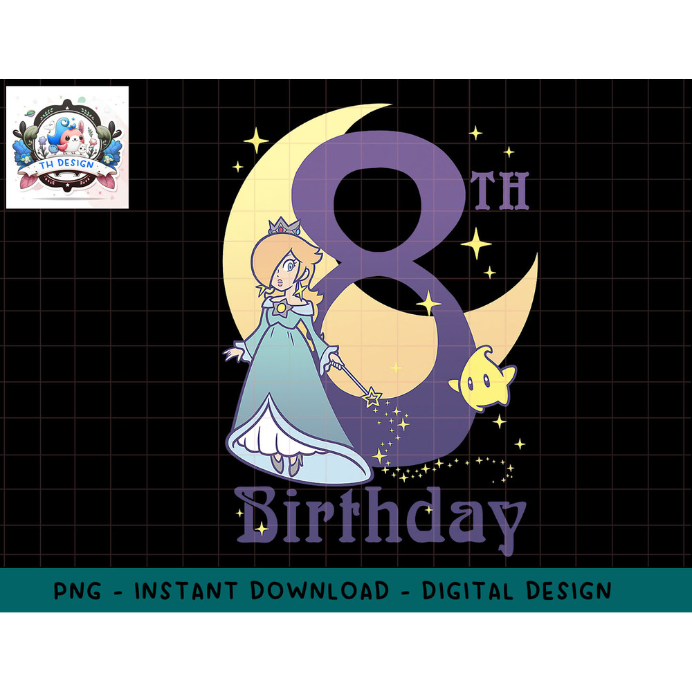 Super Mario Rosalina And Luma 8th Birthday Moon Portrait png, sublimation.jpg