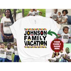 custom family matching shirts, custom black family vacation, black owned shop, black summer vacation shirts, personalize