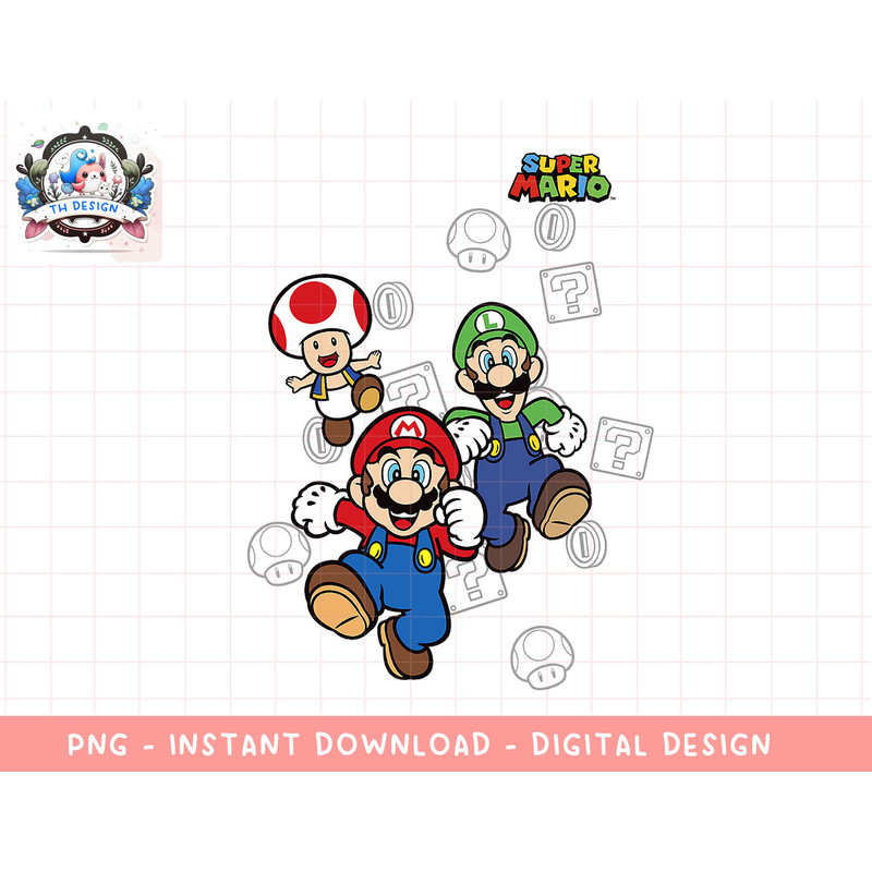 Super Mario Luigi Toad Item Run Poster Graphic T-Shirt png, sublimation.jpg