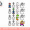 Super Mario Luigi Yoshi Wario Outlines Group Graphic T-Shirt png, sublimation.jpg