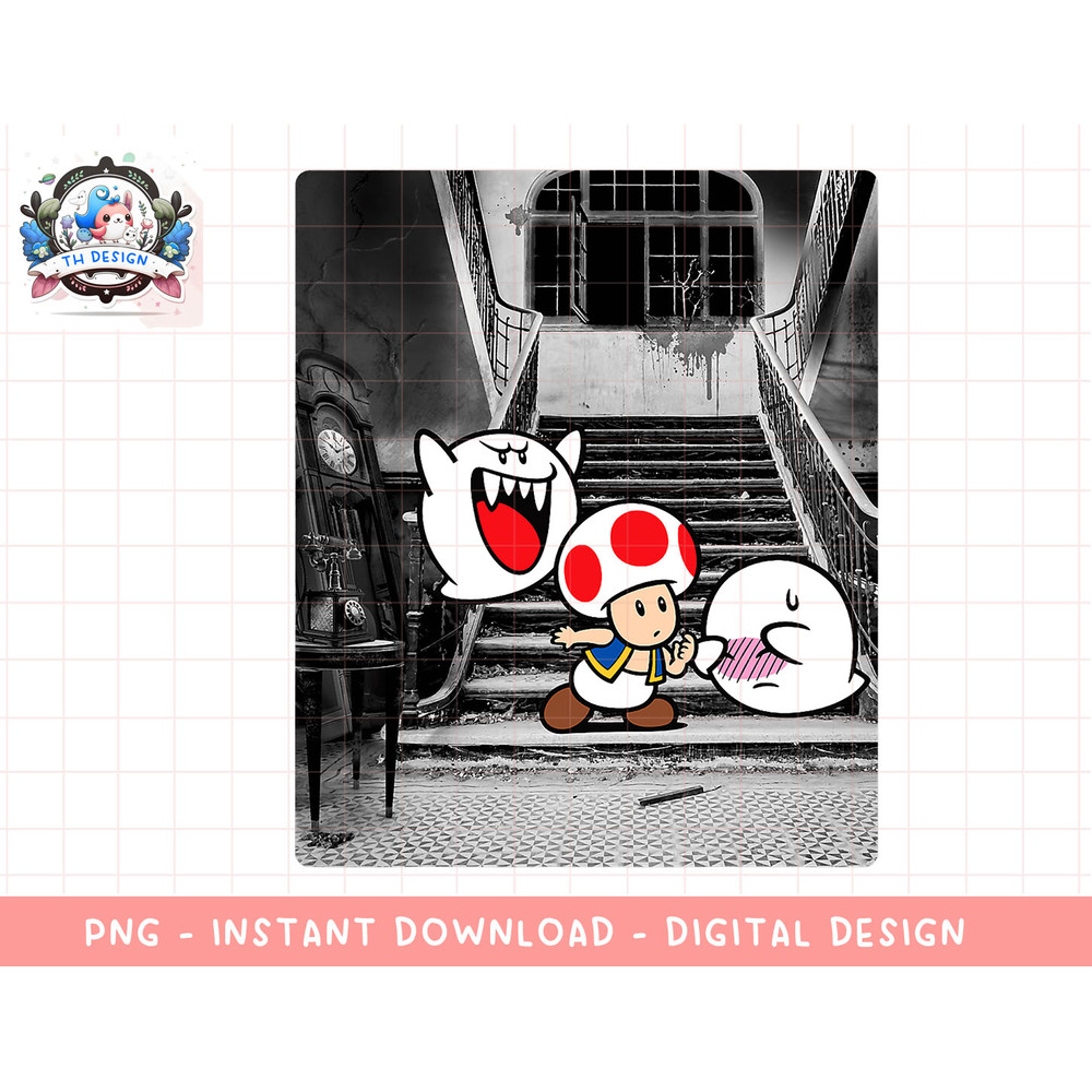 Super Mario Toad And Boo Haunted Mansion Portrait Poster png, sublimation.jpg