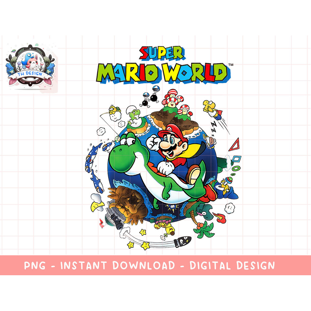 Super Mario World Yoshi & Mario Around The World png, sublimation.jpg