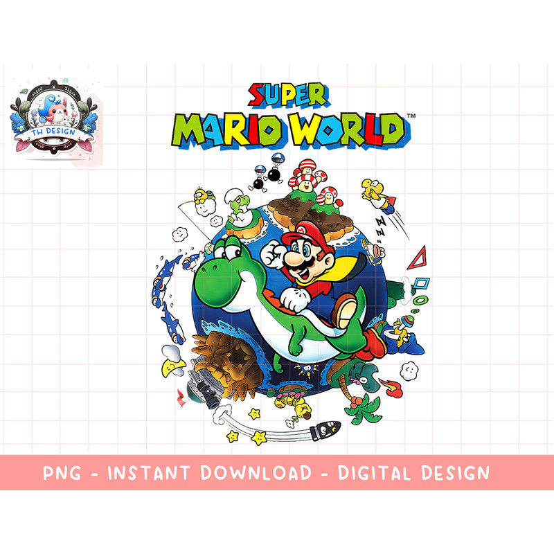 Super Mario World Yoshi & Mario Around The World png, sublimation.jpg