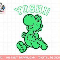 super mario yoshi green run classic graphic t-shirt png, sublimation.jpg