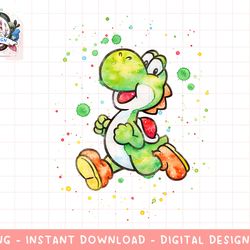 super mario yoshi watercolor splatter portrait png, sublimation.jpg