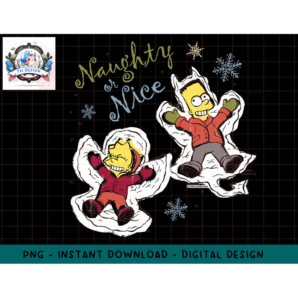 The Simpsons Bart and Lisa Christmas Holiday Naughty or Nice png, sublimation.jpg