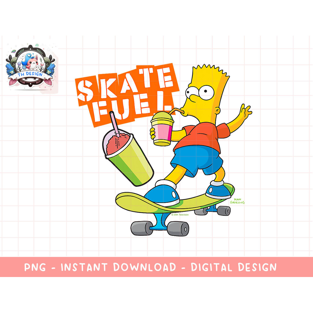 The Simpsons Bart Simpson Skate Fuel Skateboard Squishee png, sublimation.jpg