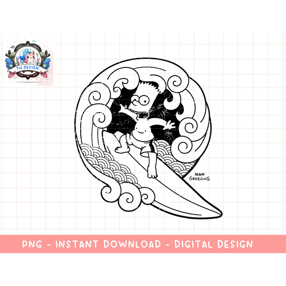 The Simpsons Bart Surfing Japanese Woodblock png, sublimation.jpg