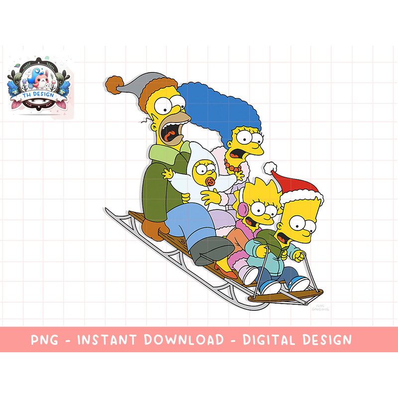The Simpsons Christmas Sledding png, sublimation.jpg