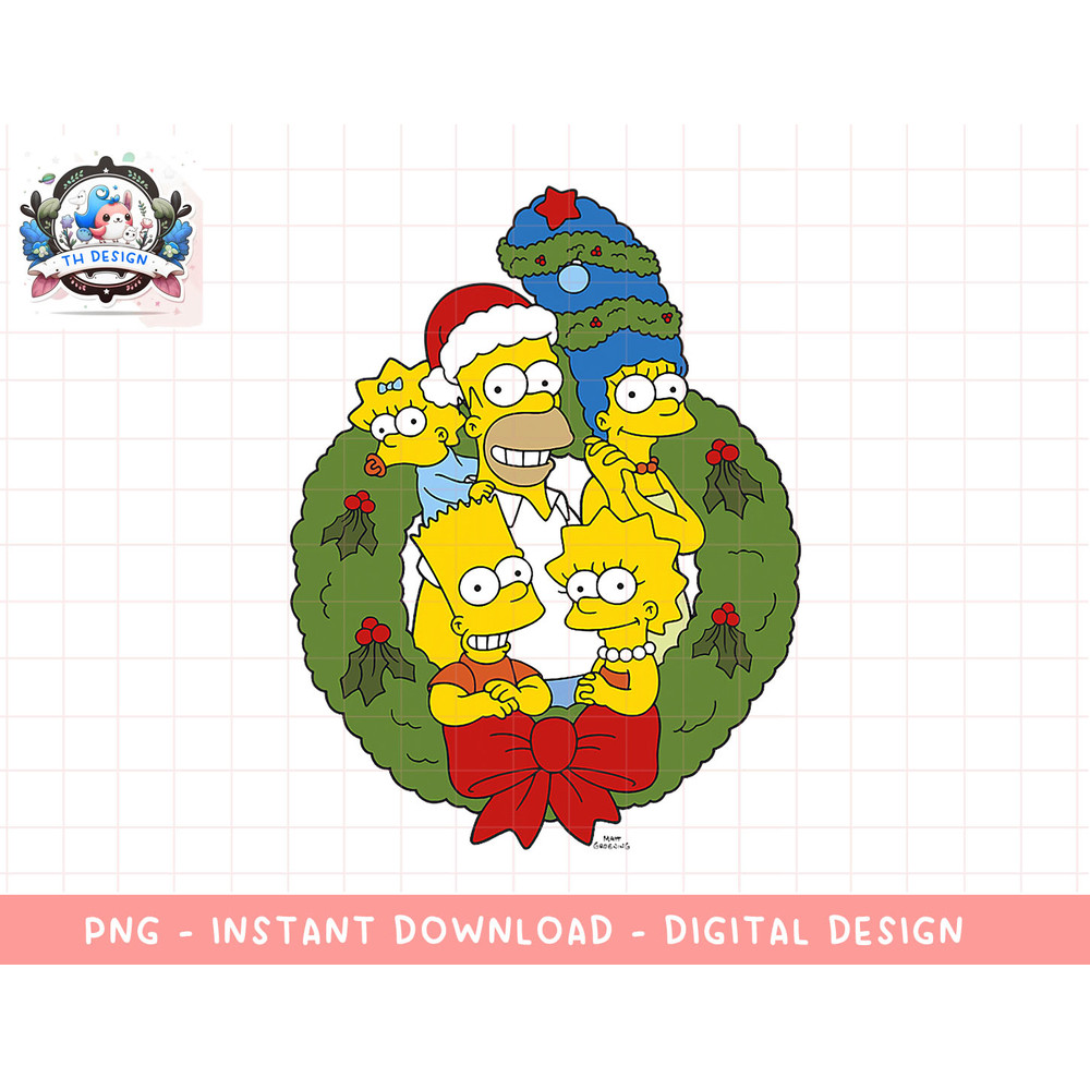 The Simpsons Christmas Wreath png, sublimation.jpg