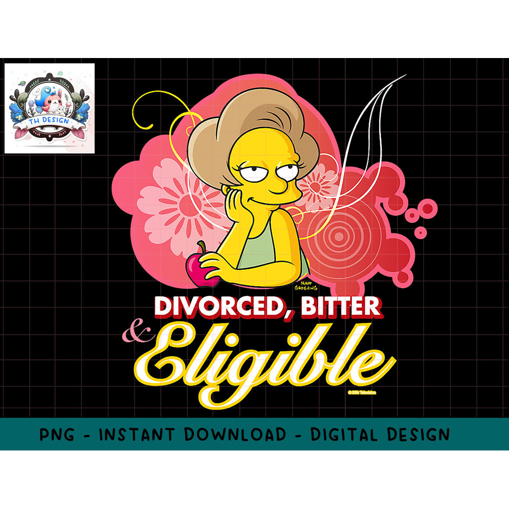 The Simpsons Edna Krabappel Divorced Bitter Eligible Retro png, sublimation.jpg