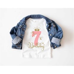 my 7th birthday shirt, 7th birthday girl shirt, cute little princess shirt, seventh years old party, 7 birthday outfit,