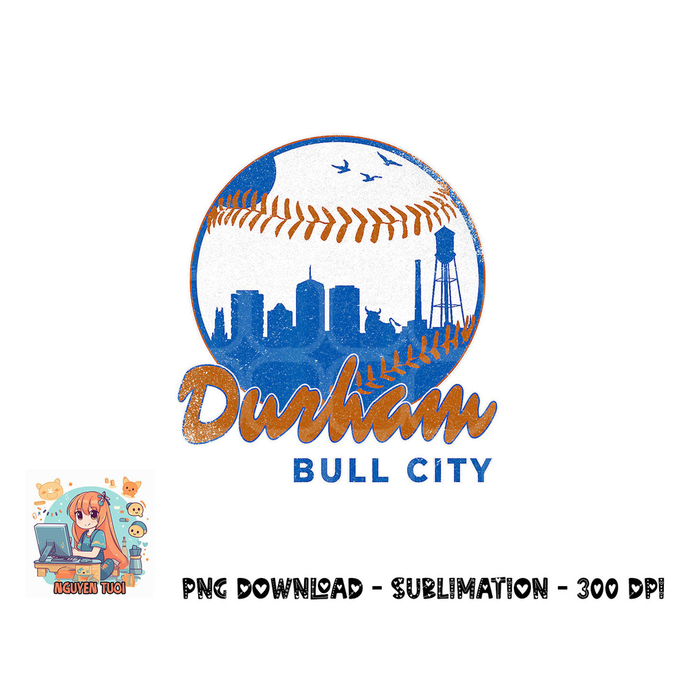 Durham Baseball Skyline Classic Bull City North Carolina png, digital download copy.jpg