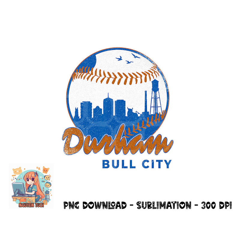 Durham Baseball Skyline Classic Bull City North Carolina png, digital download copy.jpg