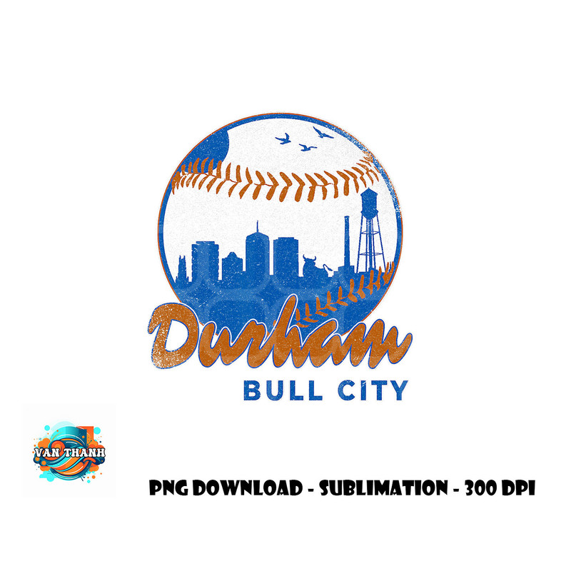 Durham Baseball Skyline Classic Bull City North Carolina png, digital download copy.jpg