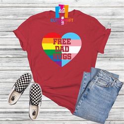 free dad hugs t-shirt, lgbt shirt, dad shirt, pride shirt, proud dad apparel, rainbow heart, love is love, equality shir