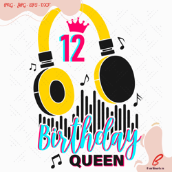 12th birthday queen svg, birthday svg, 12th birthda