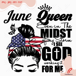 june queen american flag headband girl birthday svg