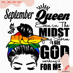september queen lgbt headband girl birthday svg, bi