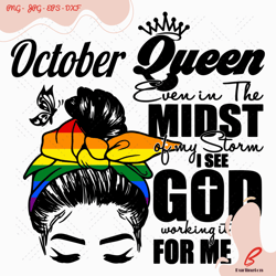 october queen lgbt headband girl birthday svg, birt