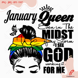 january queen lgbt headband girl birthday svg, birt