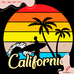 california beach surfing svg, trending svg, vintag