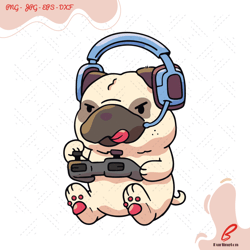 funny gamer pug dog svg, trending svg, funny pug s