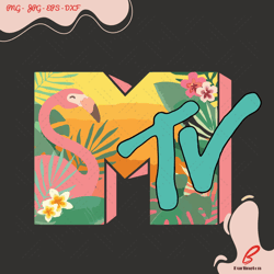 mtv flamingo tropical paradise colorful logo svg,