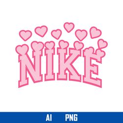nike hearts valentine day logo png, nike png, valentine day png, fashion brand logo png, png digital file