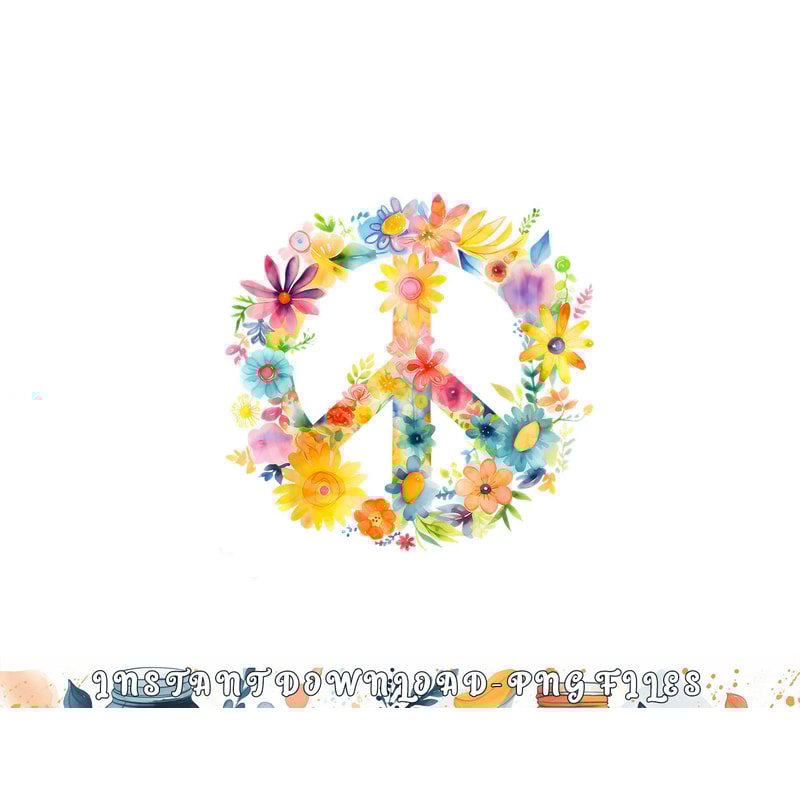 Peace Sign World Love Flowers Hippie Groovy Vibes Colorful png, digital download copy.jpg