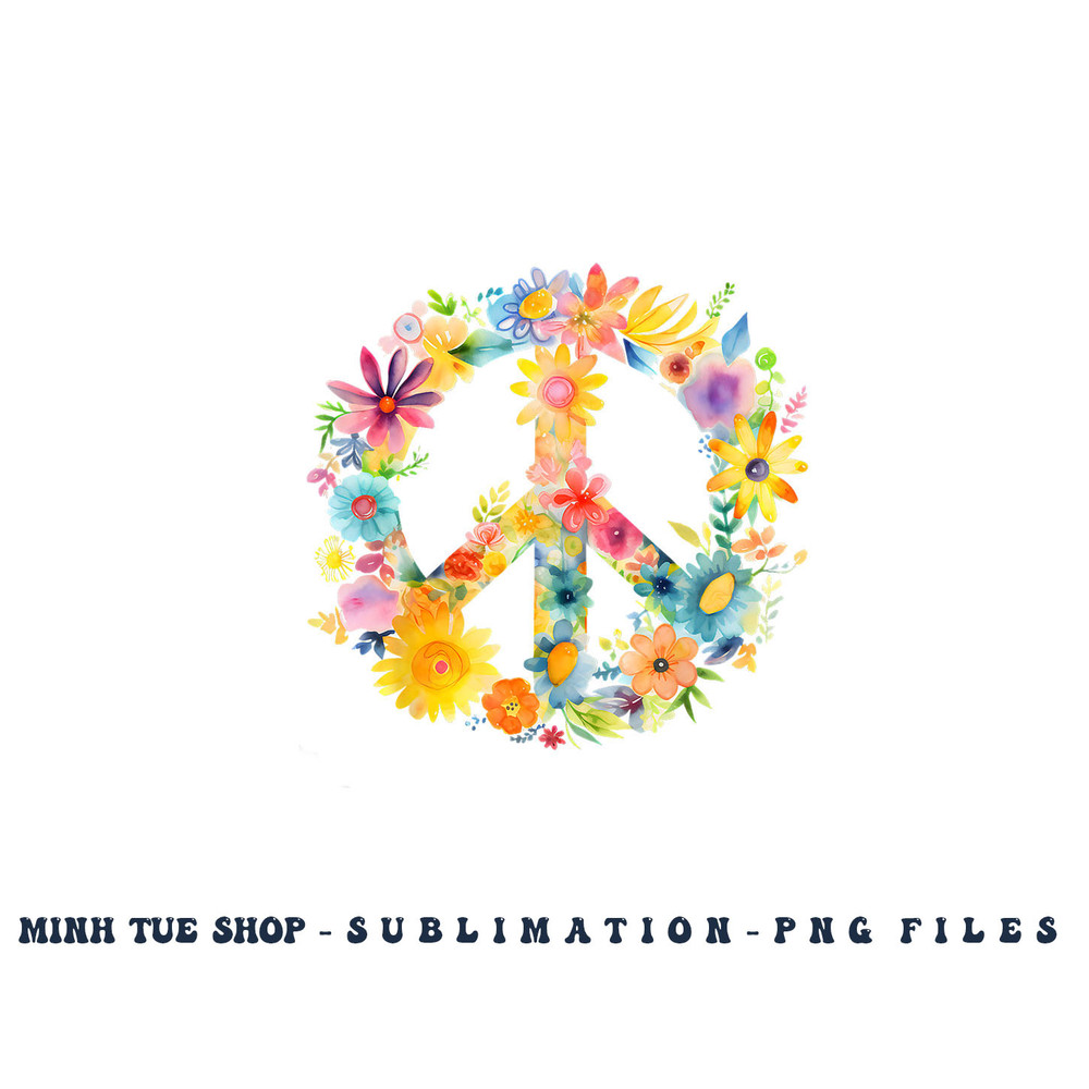 Peace Sign World Love Flowers Hippie Groovy Vibes Colorful png, digital download copy.jpg