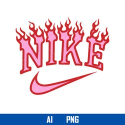 nike logo valentine pink fire png, nike png, valentine day png, valentine pink fire png, ai digital file