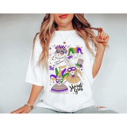 mardi gras mask shirt, comfort colors mardi gras mask shirt, mardi gras parade shirt, mardi gras shirt for women