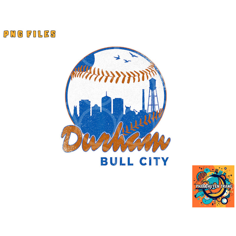 Durham Baseball Skyline Classic Bull City North Carolina png, digital download copy.jpg