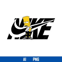 bart simpson nike png, bart simpson png, nike logo png, fashion brand png, ai digital file