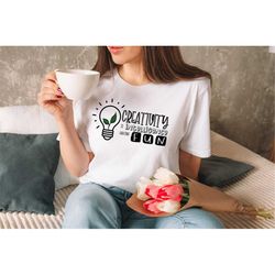 art lover shirt, creativity is intelligence having fun tee, art teacher shirt, teacher squad shirts, gifts for crafters