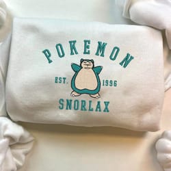 snorlax embroidered crewneck, pokemon embroidered sweatshirt, inspired embroidered manga anime hoodie, tshirt