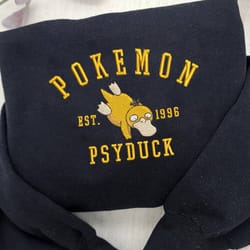 koduck embroidered crewneck, pokemon embroidered sweatshirt, inspired embroidered manga anime hoodie, tshirt