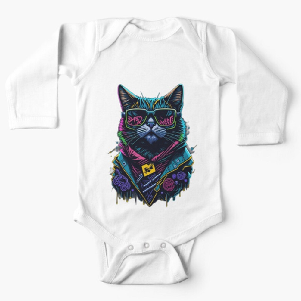 Cat, wearing sunglass, hip hop. Baby One-Piece.jpg