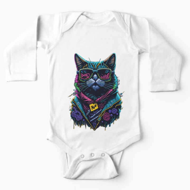 Cat, wearing sunglass, hip hop. Baby One-Piece.jpg