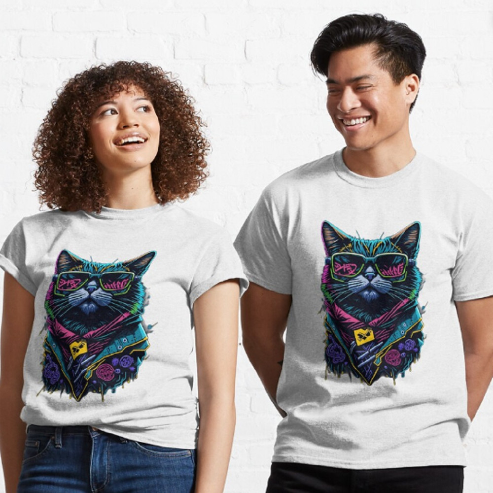 Cat, wearing sunglass, hip hop. Classic T-Shirt.jpg