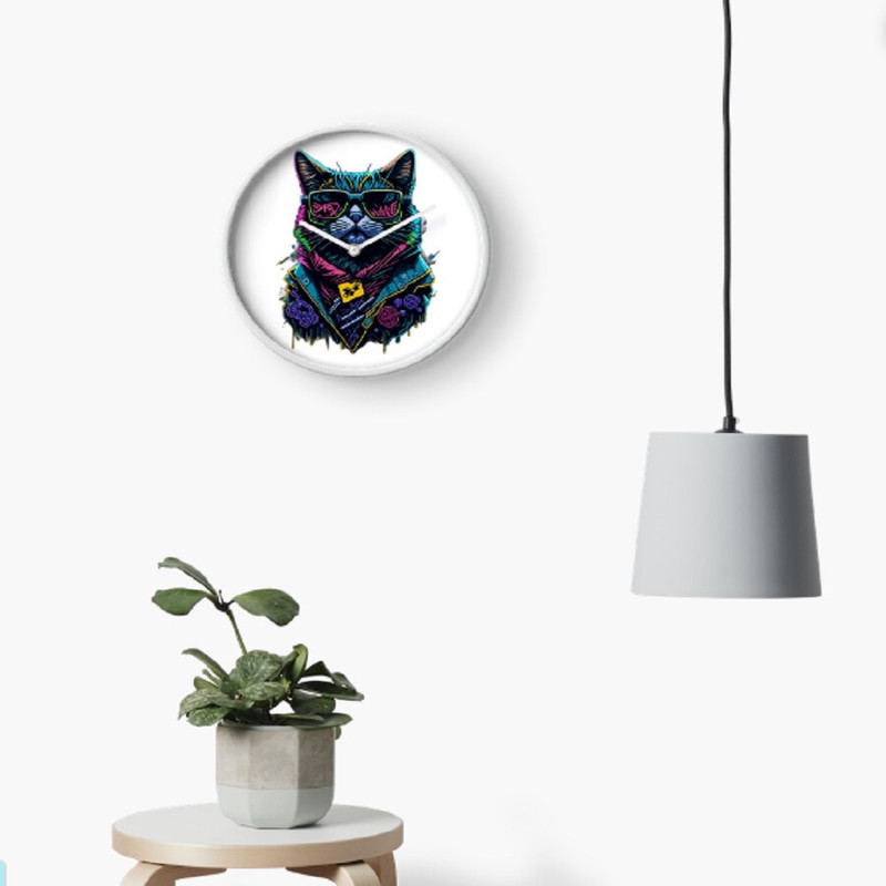Cat, wearing sunglass, hip hop. Clock.jpg