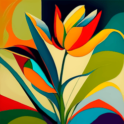 digital art print image of an tulip flower - kandinsky style