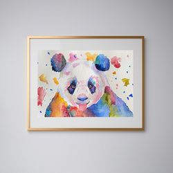 Panda original watercolor painting  minimalist animal art, light watercolor artwork, wall decor 5x7 inches