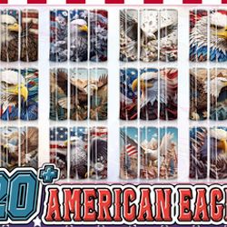 3d 4th of july eagle 20 oz skinny tumbler sublimation design, 3d bald eagle 20 oz skinny tumbler design png, digital dow