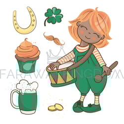 patrick demo red haired leprechaun vector illustration set