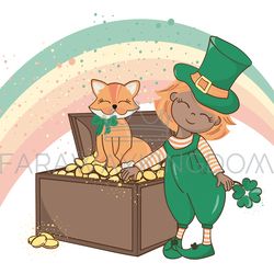 PATRICK FOX Saint Patrick Day Cartoon Vector Illustration Set