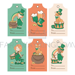 patrick labels saint patrick day vector illustration set
