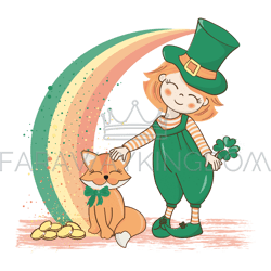 patrick rainbow red haired leprechaun vector illustration set
