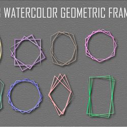 8 watercolor geometric frames.